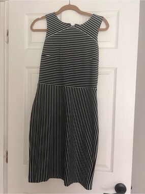 Banana Republic Black and White Striped Midi Dress